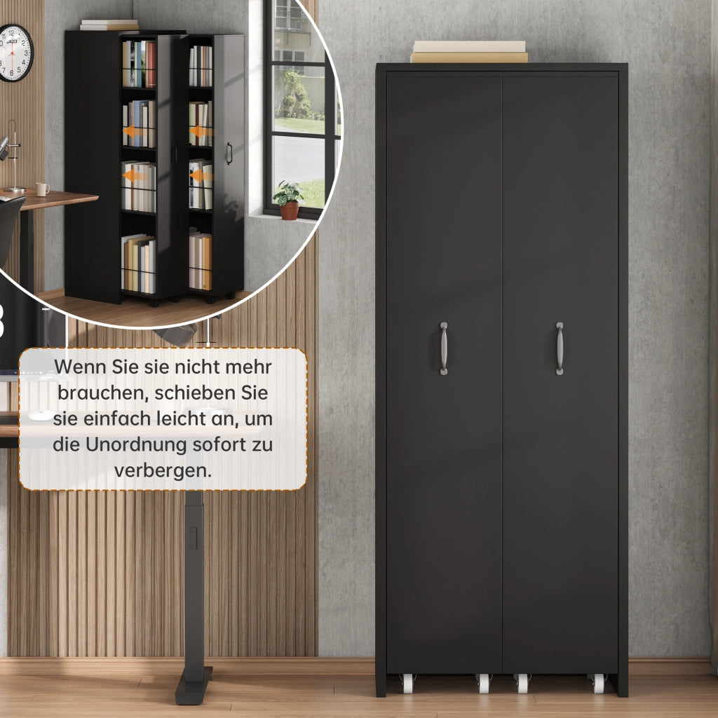 LIBRERIA Estensibile su Ruote 51,5 x 41 x 158 cm MDF Nero