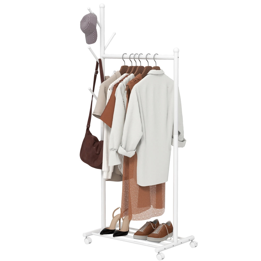 Appendiabiti con ruote e 5 ganci ¨C Minimal ¨C 68x43x171 cm bianco