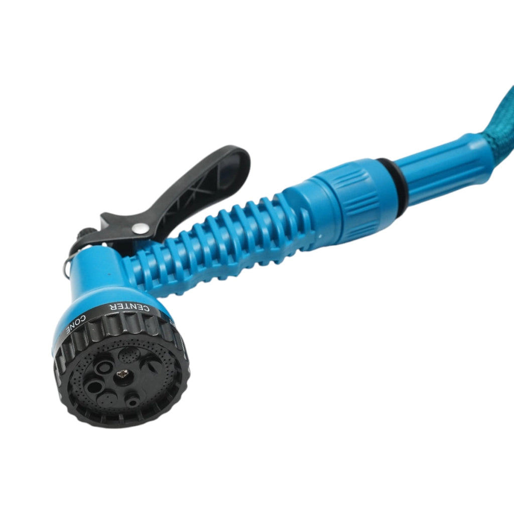 Tubo da giardino estensibile 2.5-7.5 m con pistola regolabile a 7 modalità, adattatore 3/4 e raccordo rapido 1/2