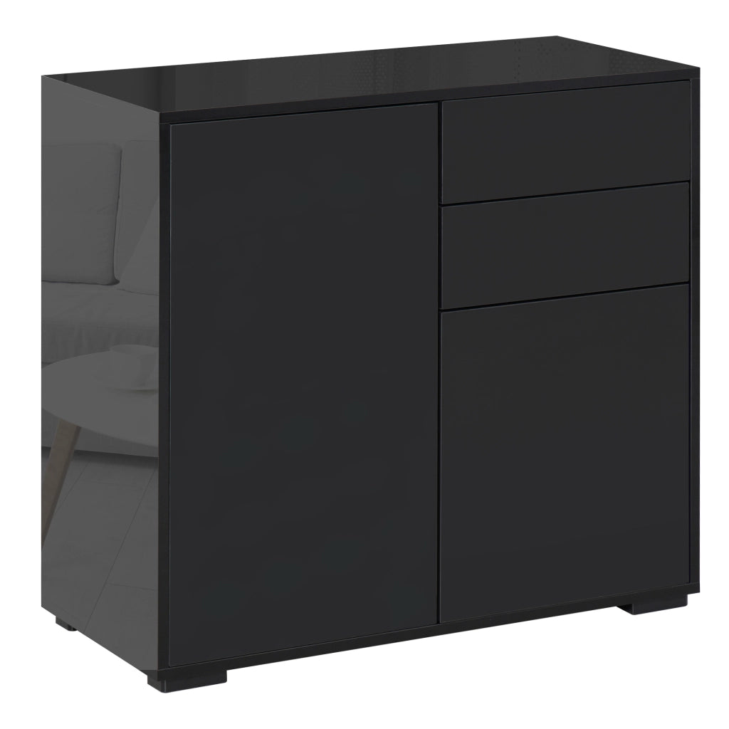 Mobiletto Multiuso per Casa e Ufficio con 2 Cassetti e 2 Armadietti, Apertura a Pressione, 79x36x74cm