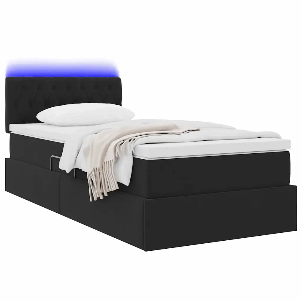 Letto con contenitore e LED con led Nero 100 x 200 cm Velluto 3371435