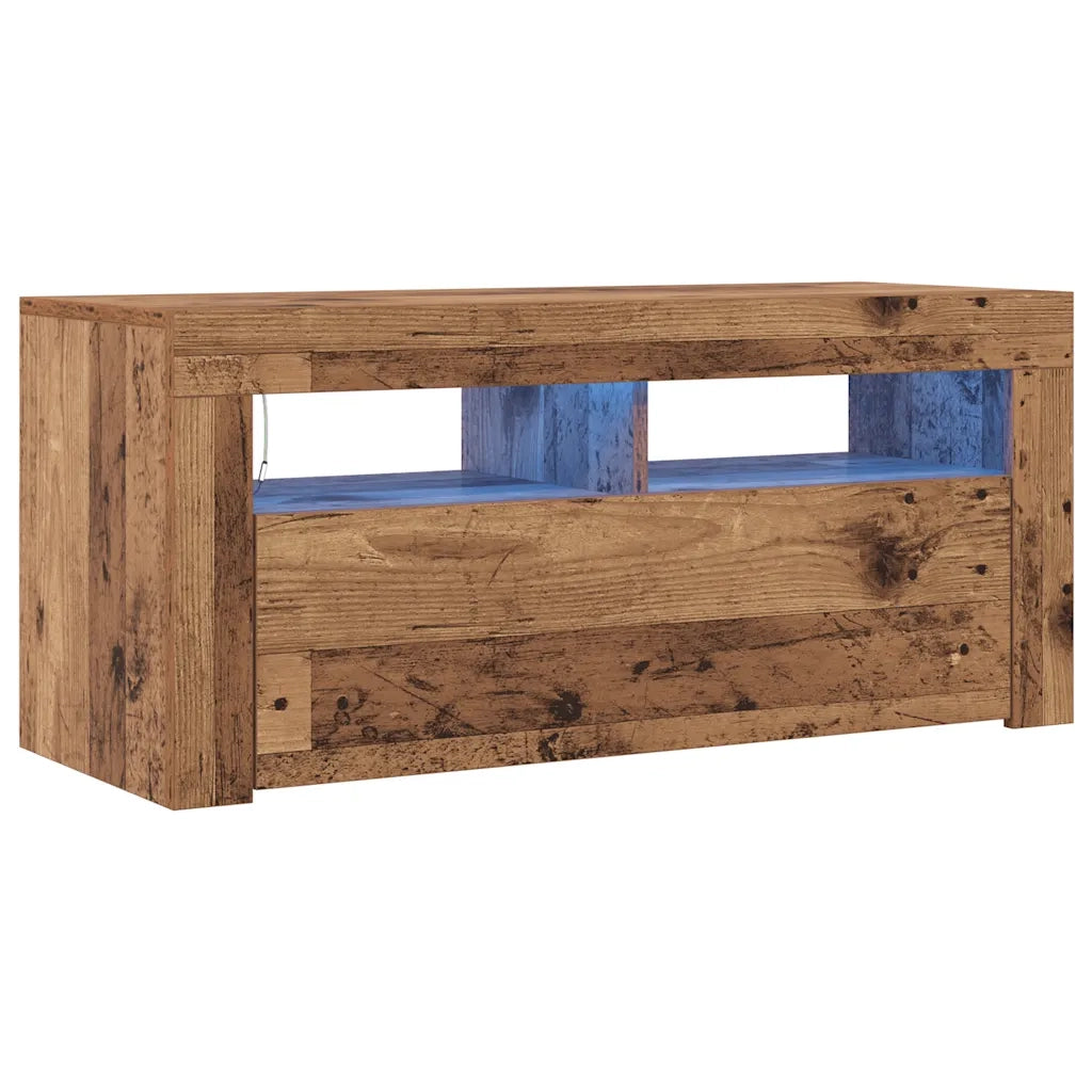 Mobile Porta TV con LED Legno Antico 90x35x40 cm Multistrato 856321