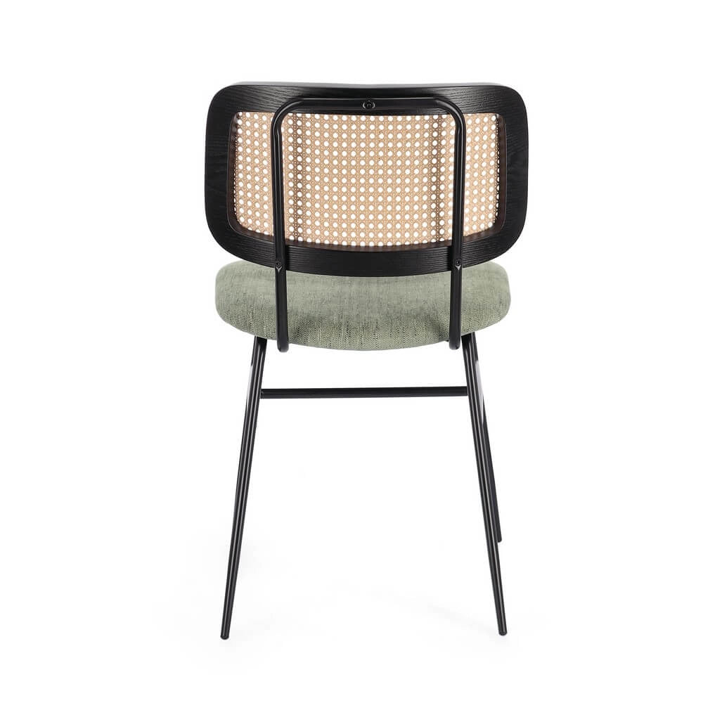 Set di 2 Sedie con Seduta Imbottita e Schienale Effetto Rattan - VIVIANA