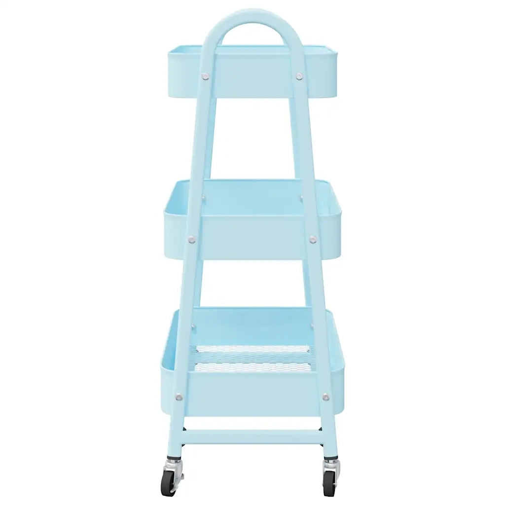 Carrello Portaoggetti a 3 Ripiani Blu 42x41,5x77 cm in Acciaio CFW7908801