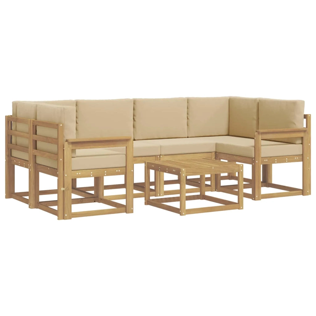 Set di divani da esterno 7 pz Bianco e Beige 3387307