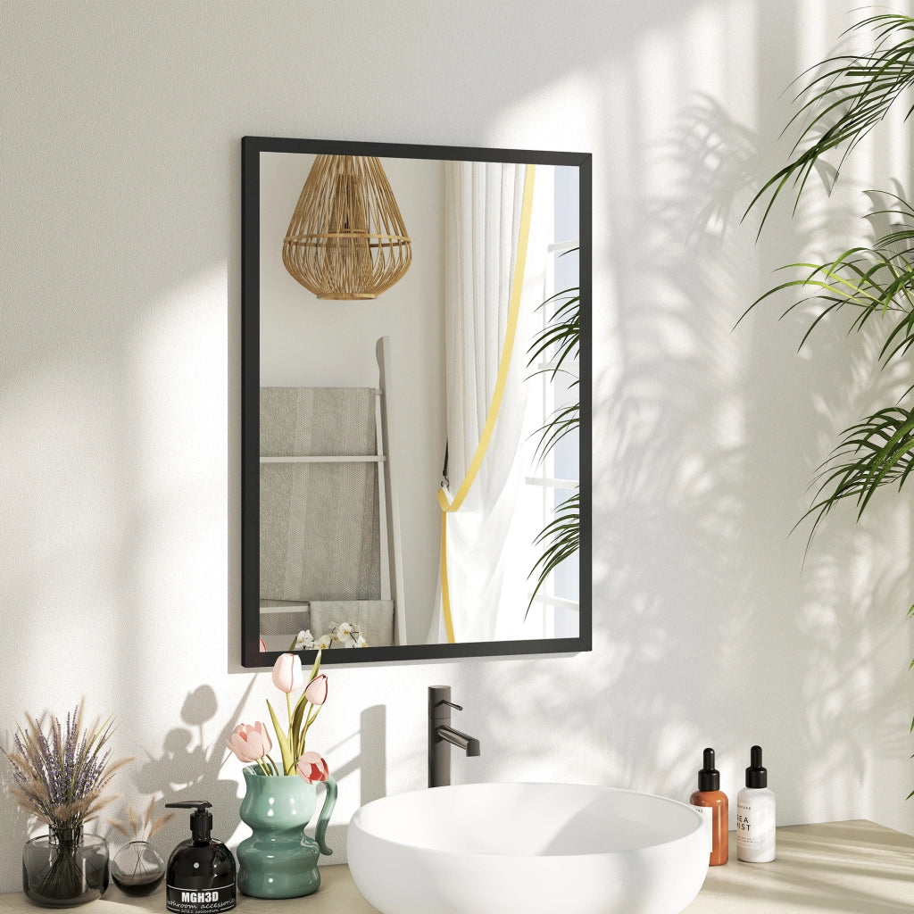 Specchio da Parete 50x70 cm ¨C Minimal ¨C Legno Nero
