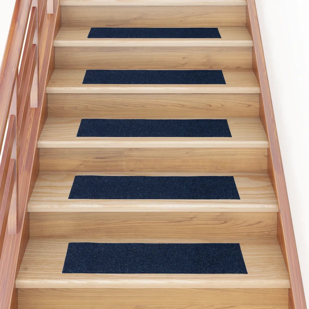 Tappetini per scale autoadesivi 15 pz | Gradini per Scale 76x20 cm blu navy rettangolari