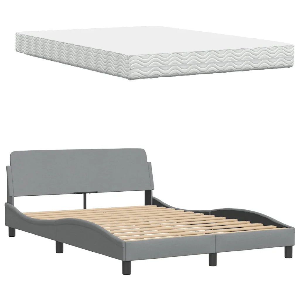 Letto con Materasso Grigio Chiaro 120x200cm Tessuto 3310727