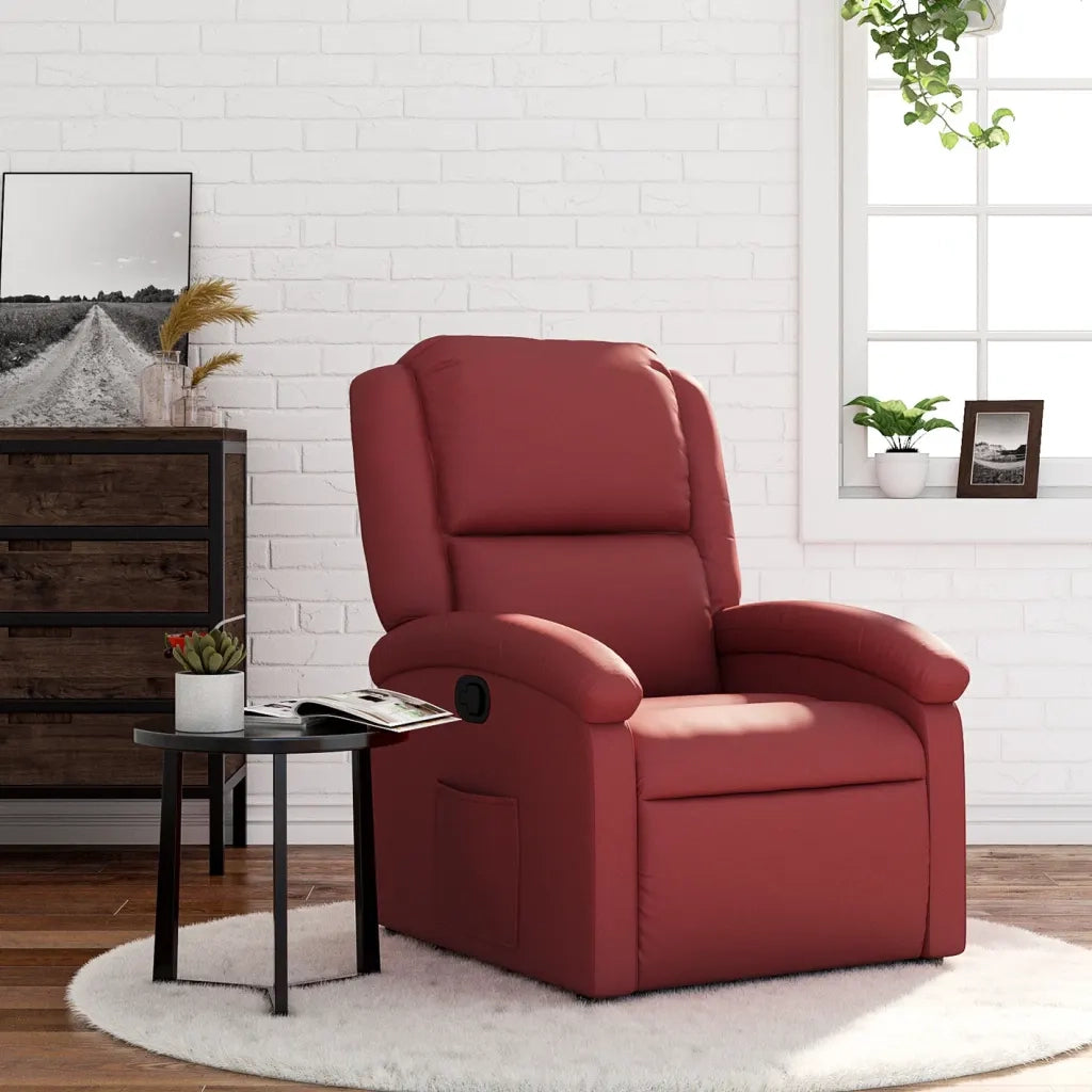 Poltrona Reclinabile Rosso Vino in Similpelle 371779