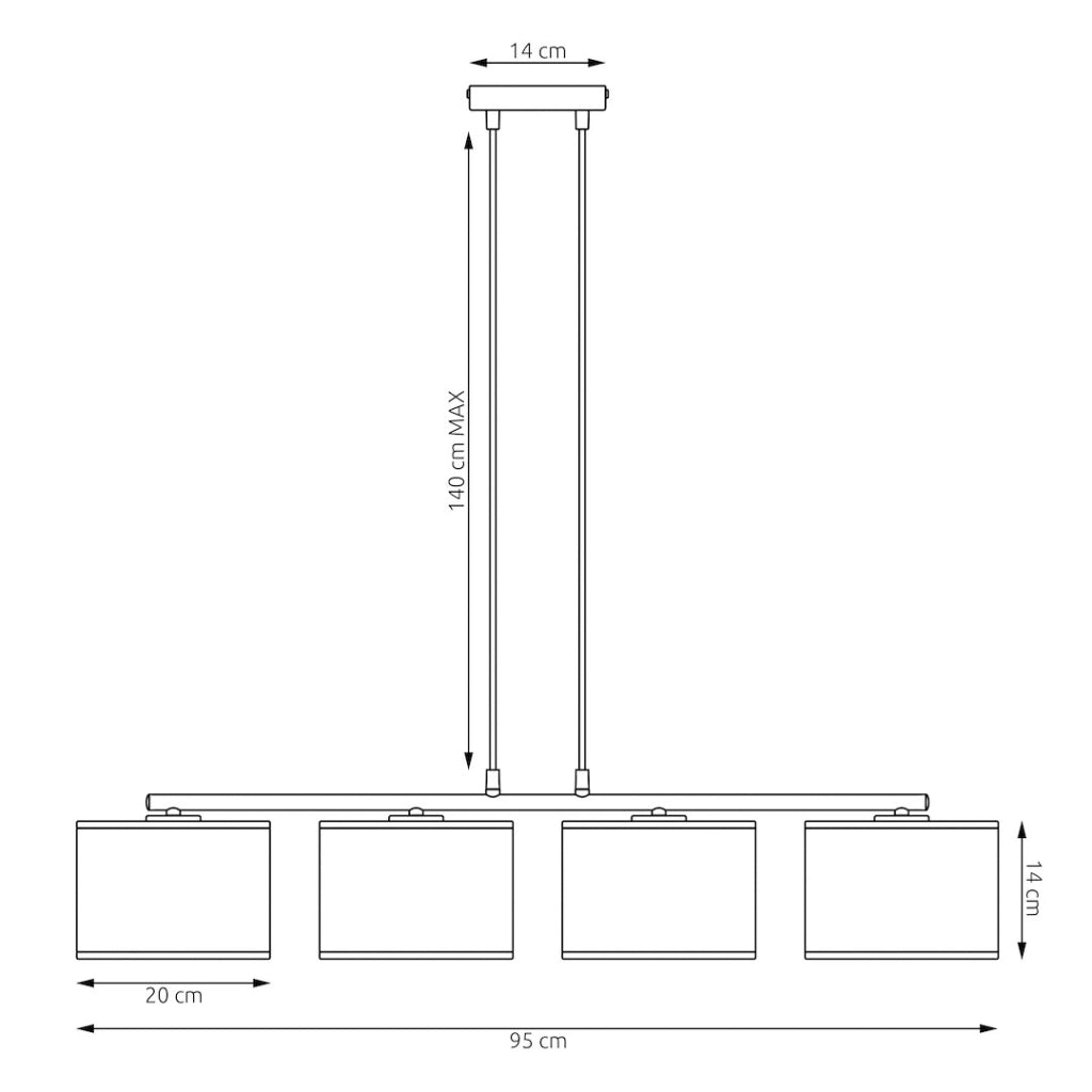 Lampadario LUX Emibig nero oro metallo 4xE27