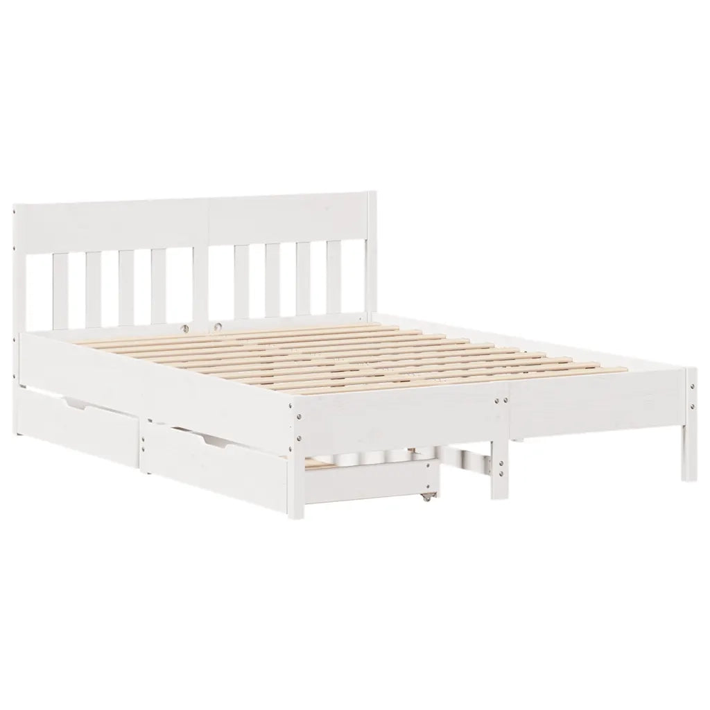 Letto senza Materasso-Struttura Letto Bianco 140x190 cm Legno Massello di Pino 673525