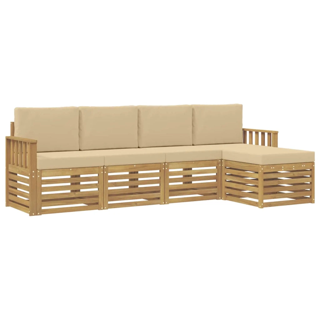 Set di divani da esterno 5 pcs Bianco e Beige 3391668