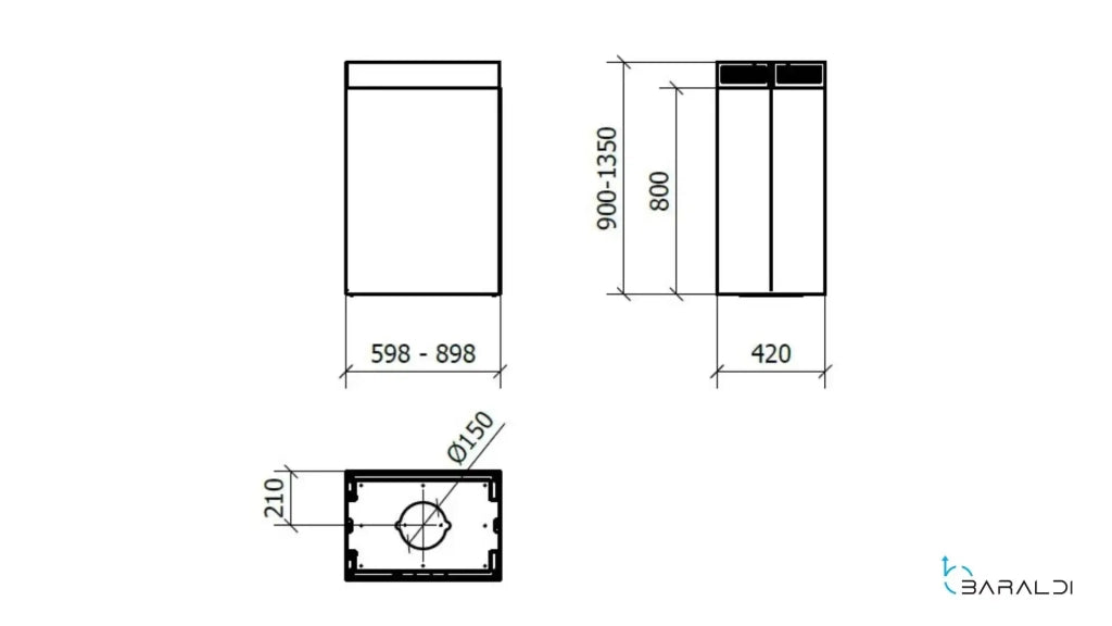 CAPPA GINZA ISOLA cm 60x40 - Inox - 800 m3/h