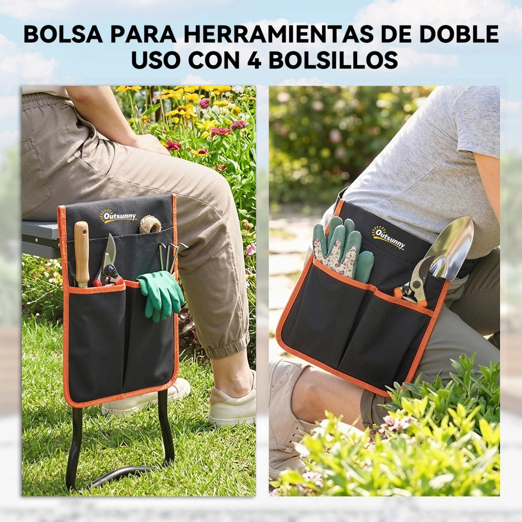 Sgabello Pieghevole da Giardino con Cuscino in EVA e Tasca ¨C Zephmum ¨C Grigio