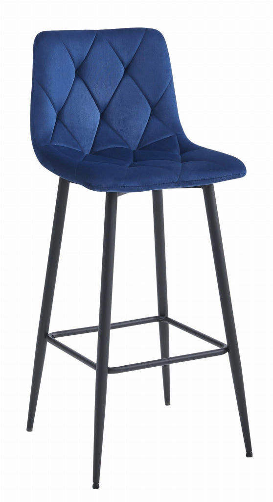 Valora KODA SGABELLO Velluto Blu Navy Gambe Nere