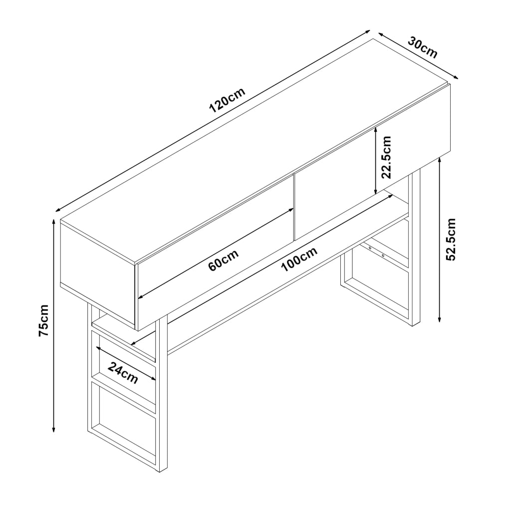 Tavolo consolle 75 x 120 x 30 cm pannello di particelle grigio chiaro 03_0010888