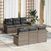 Set Divano da Giardino con cuscino 7 pcs Grigio polyrattan