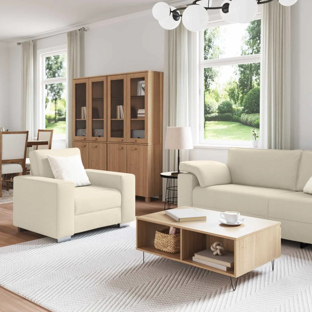 Divano 3 pcs Beige 219 x 80 x 82 cm Tessuto misto lino 3324607