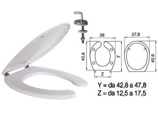 SEDILE WC IN TERMOINDURENTE PER DISABILI HELP BIANCO coprivaso copriwater CERNIERE INOX SANIPLAST
