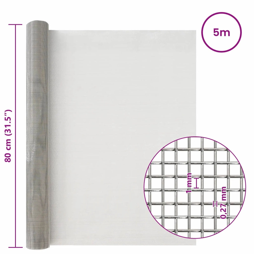 Rete per schermatura 80 x 500 cm 20 Mesh Argento 42039536