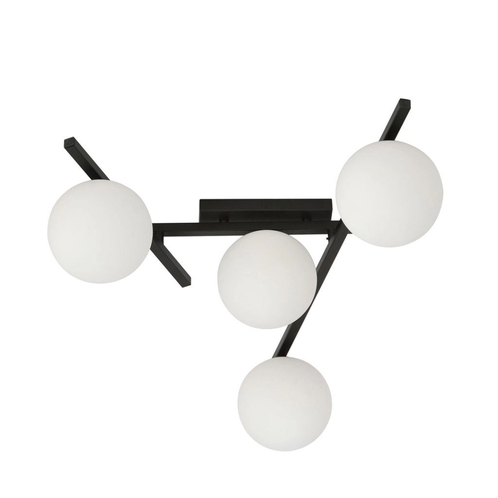 Emibig plafoniera SMART 4 luci E14 nero/opal metallo