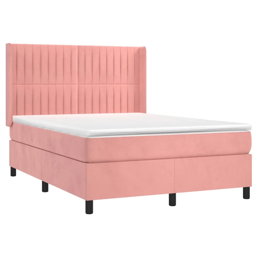 Giroletto a Molle con Materasso Rosa 140x190 cm in Velluto 3132800