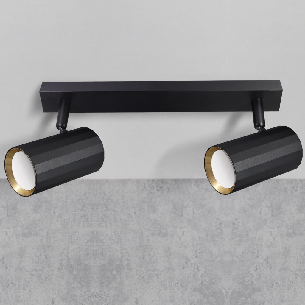 Plafoniera/applique 2 luci nero oro GU10 NICEA Polux