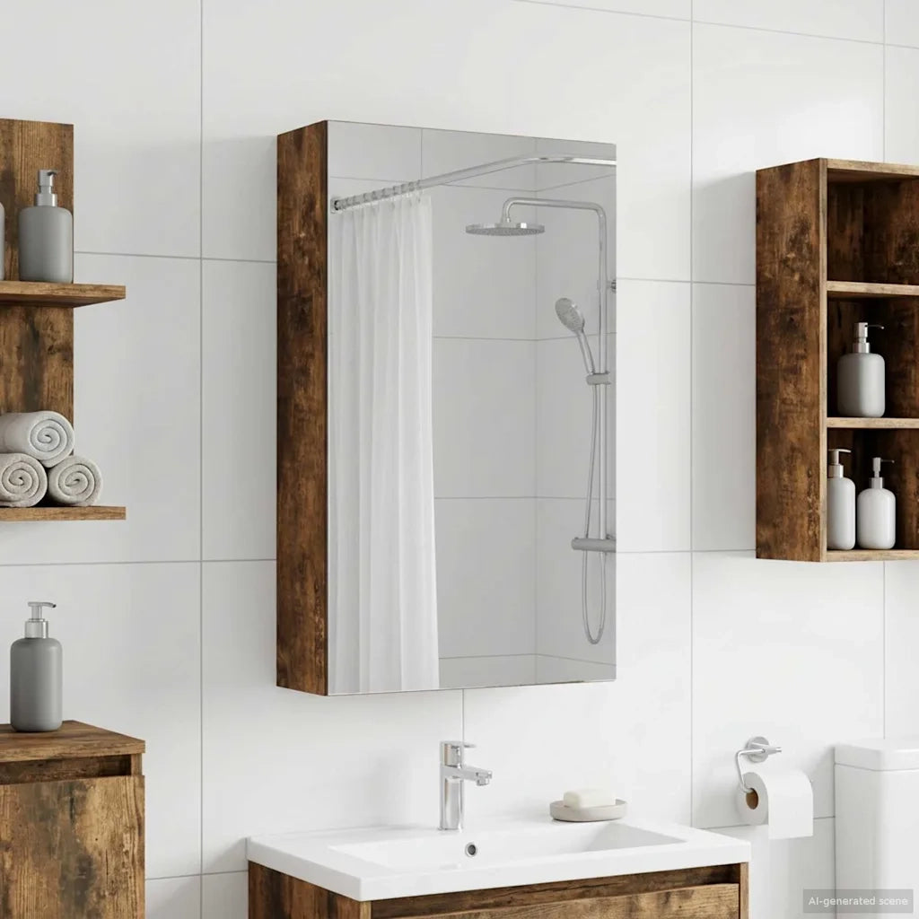 Mobiletto per specchio da Bagno | Armadio da bagno Rovere fum¨¦ 30 x 10,5 x 50 cm