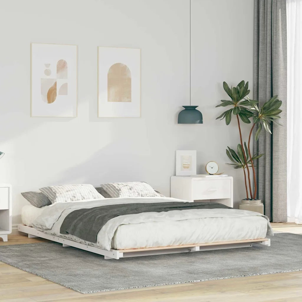 Struttura del letto Bianco 140 x 210 cm Pino massello 873110