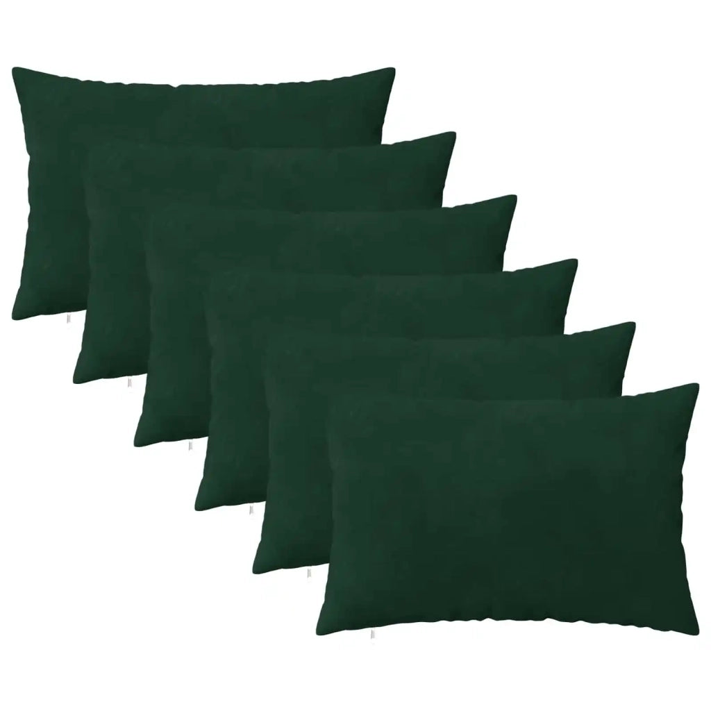 Federa 6 pcs HEERLEN Verde Scuro 30 x 50 cm Velluto 907696