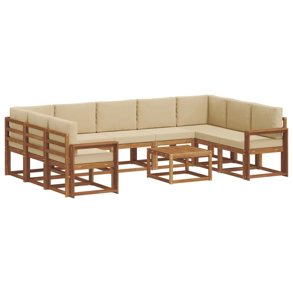 Set di divani da esterno con cuscino 10 pcs Naturale e Beige 3367026