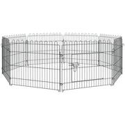 Recinto per Cani 8 Pannelli ¨C Minimal ¨C Acciaio Nero ?180x61 cm