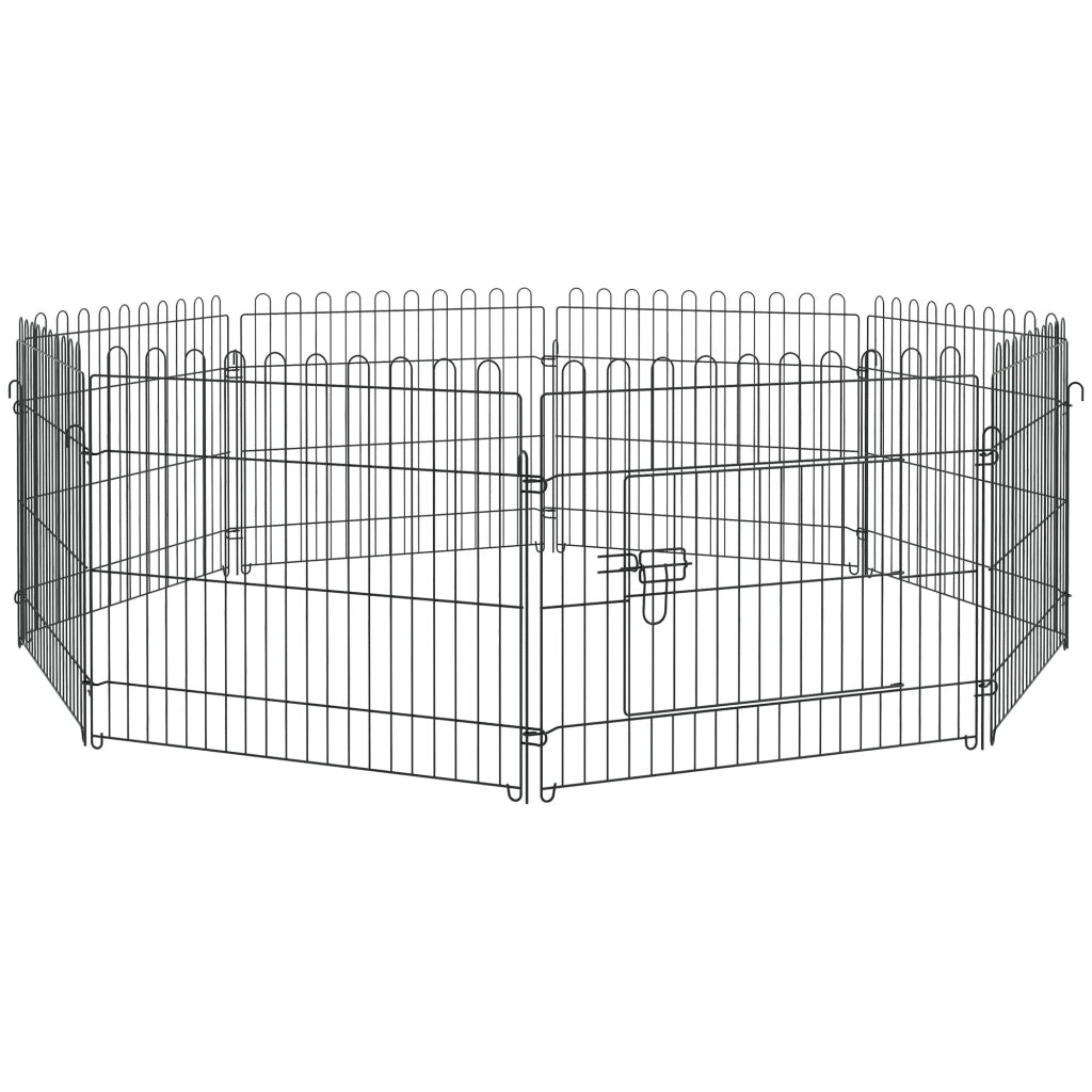 Recinto per Cani 8 Pannelli ¨C Minimal ¨C Acciaio Nero ?180x61 cm