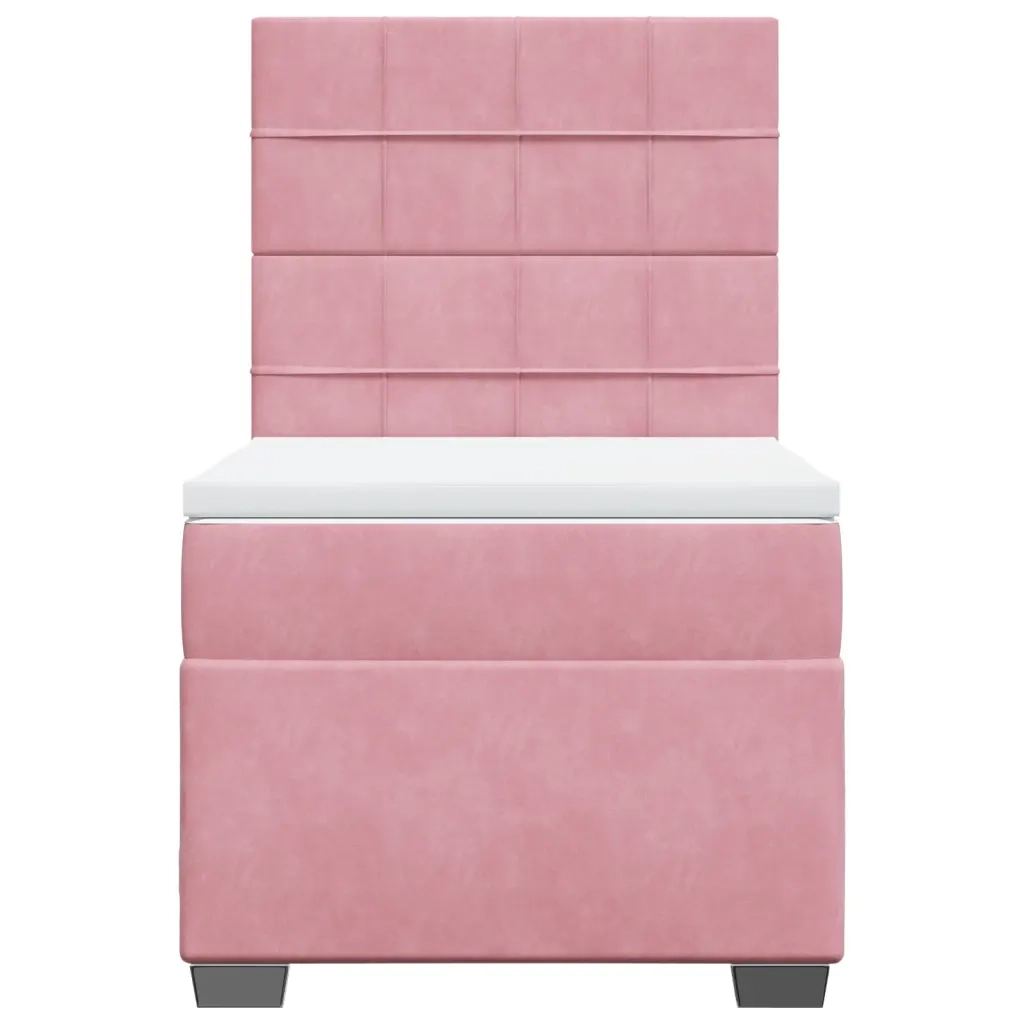 Giroletto a Molle con Materasso Rosa 100x200 cm in Velluto 3290839
