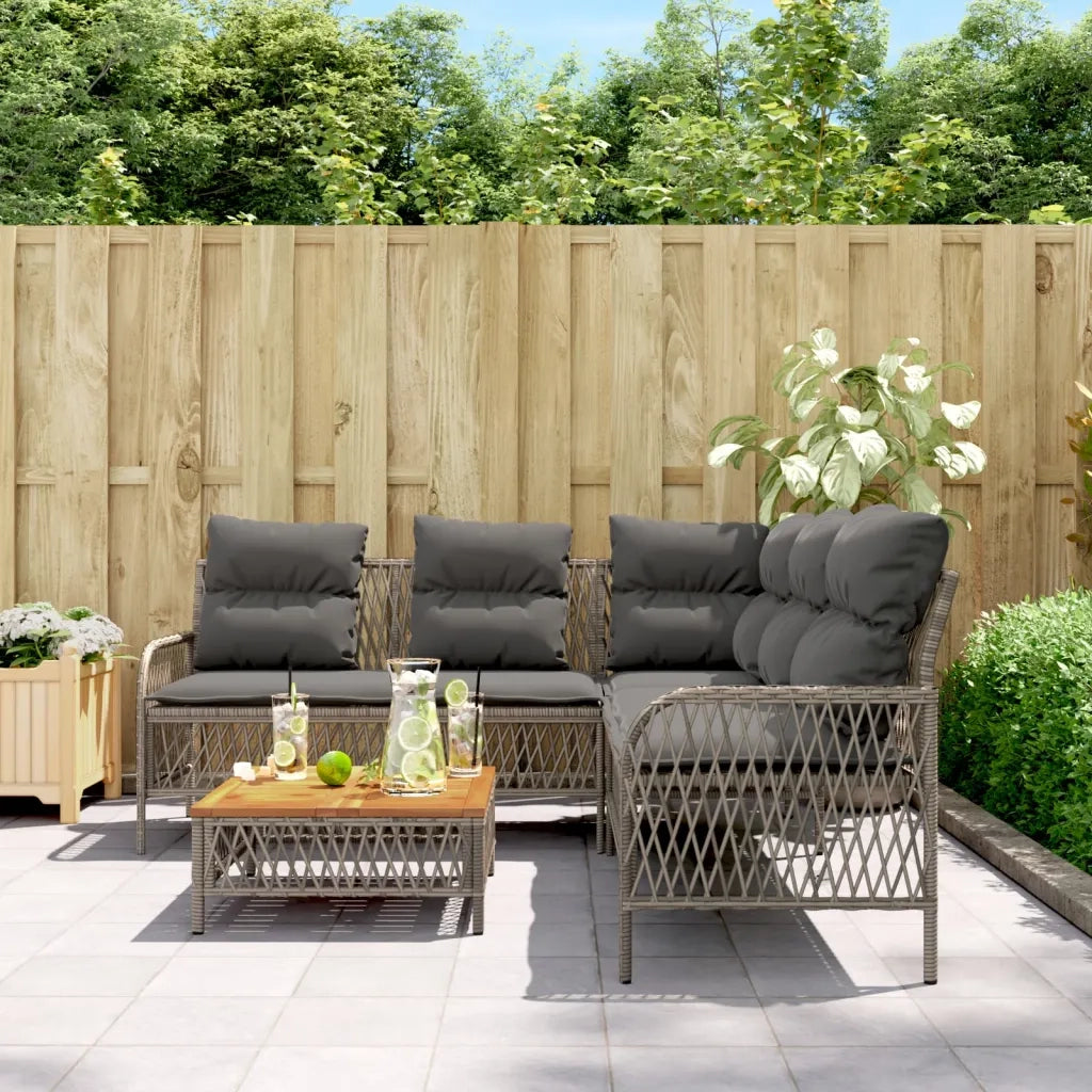 Set Divano da Giardino 2 pz con Cuscini-Sofa da Giardino-Divanetto da esterno Grigio in Polyrattan