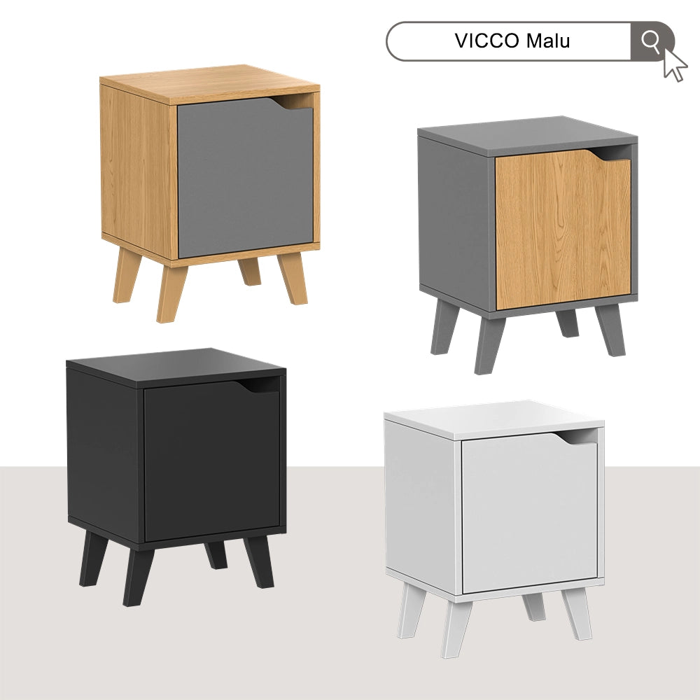 Vicco Comodino Antracite/quercia 2 parti
