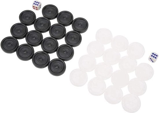 Tavolo da Backgammon in Plastica Nero e Bianco - Internazionale Dadi da Checkers - Pezzi di Rimpiazzo per Backgammon - 22mm.