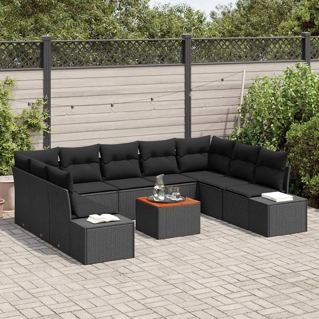 Set Divano da Giardino 10 pcs Nero