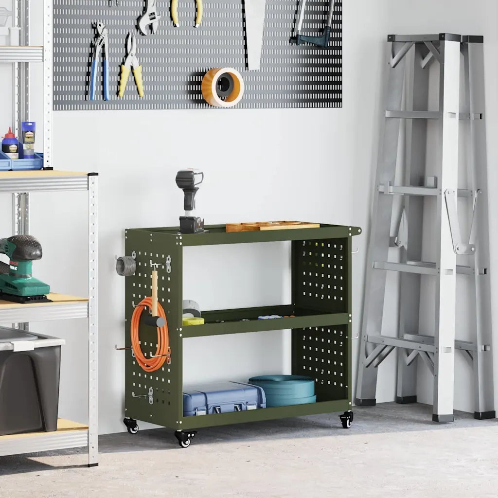 Carrello per Attrezzi con ruota Verde oliva 75 x 35 x 73 cm 874542