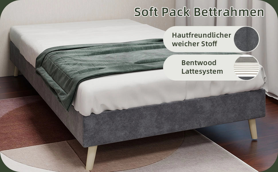 Letto imbottito - Xylo - 90x200 cm - Grigio velluto