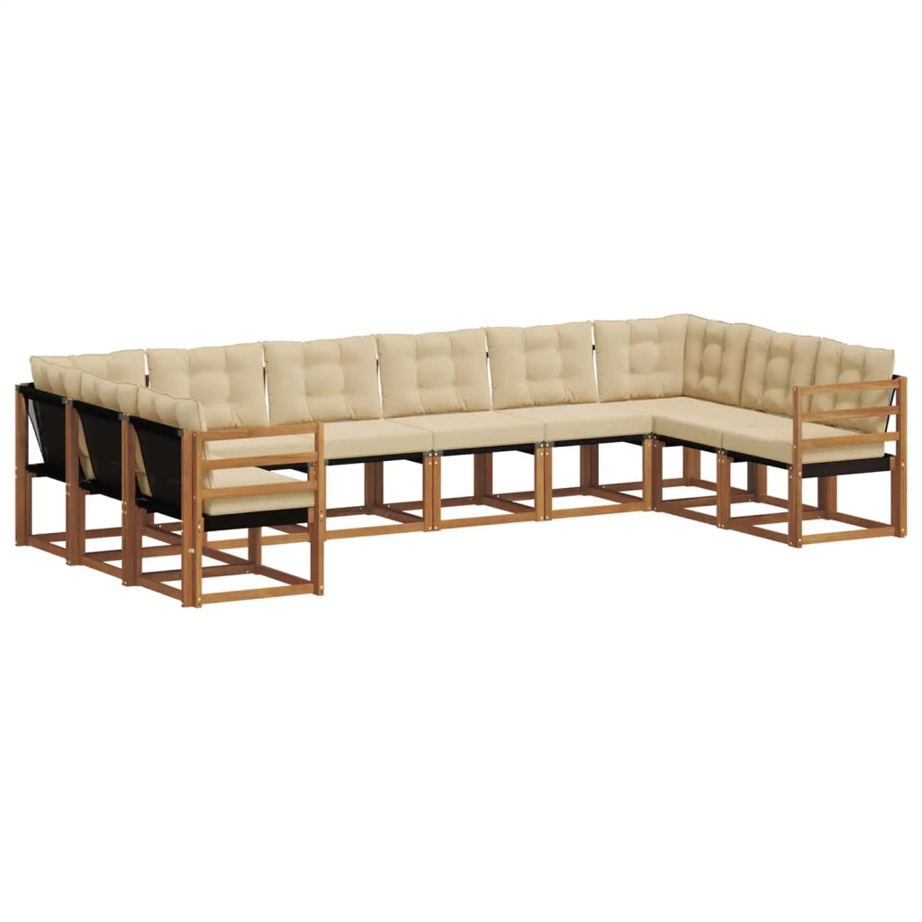 Set di divani da esterno con cuscino 10 pcs Naturale e Beige 3369088