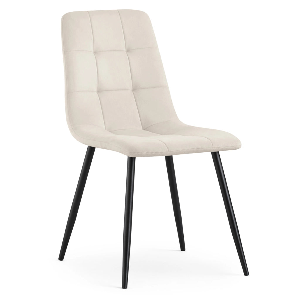 Sedia in velluto trapuntata NERO Beige gambe nere
