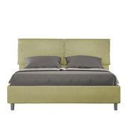 Letto Matrimoniale 160x210 cm con Rete e Contenitore con Testata e Alzata Comoda Imbottito in Microfibra Sleeper Tè