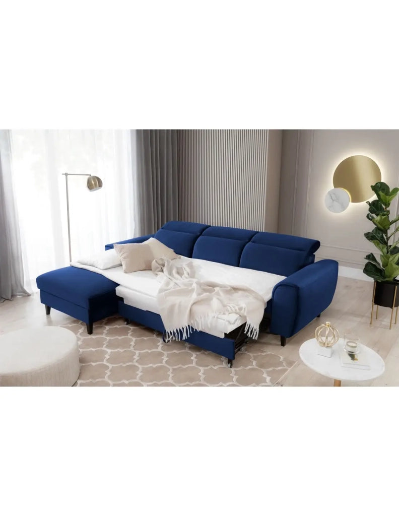 Divano ad angolo convertibile blu navy angolo sinistro 4 posti FABLE