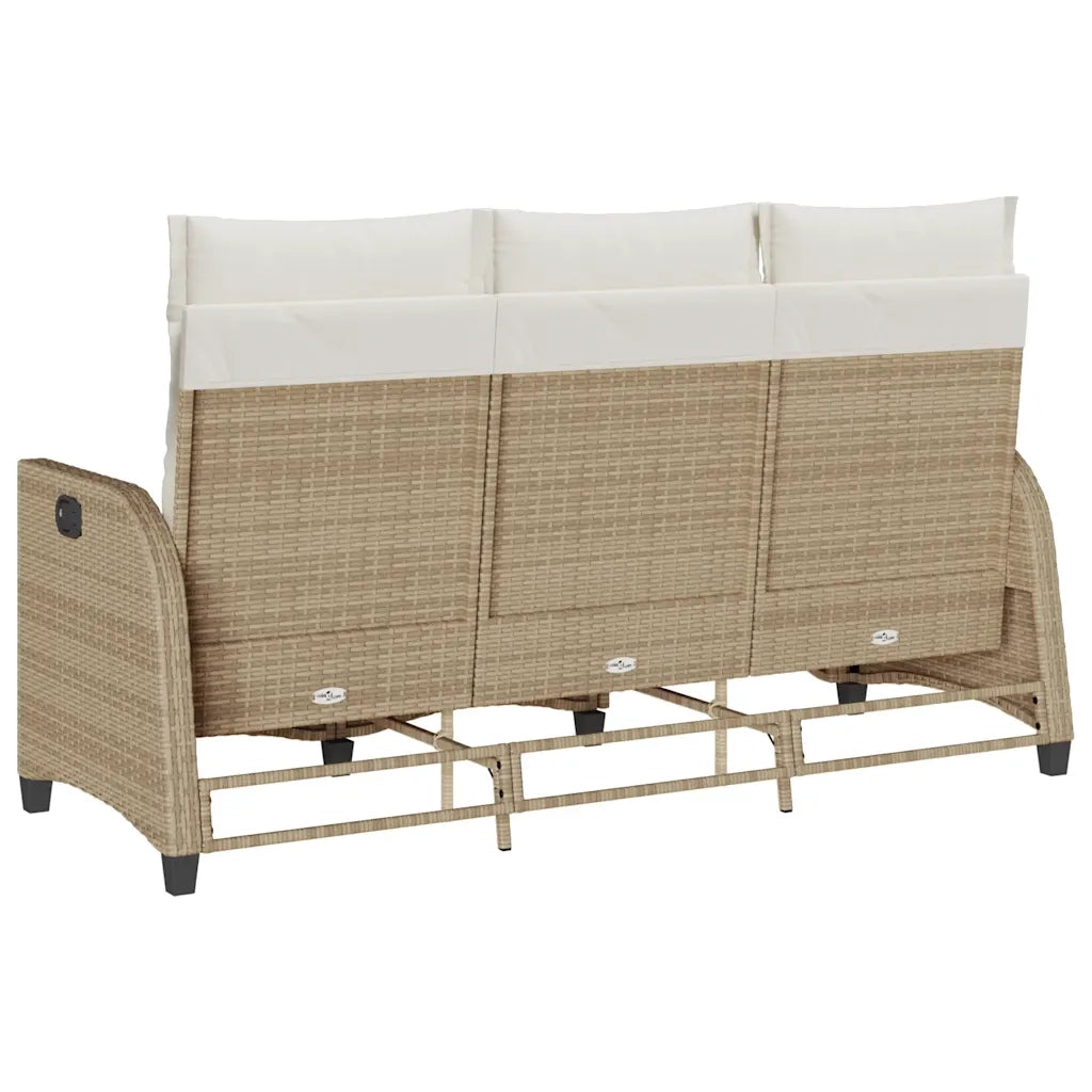 Divano da Giardino Reclinabile con Cuscini a L Beige Polyrattan 4108242