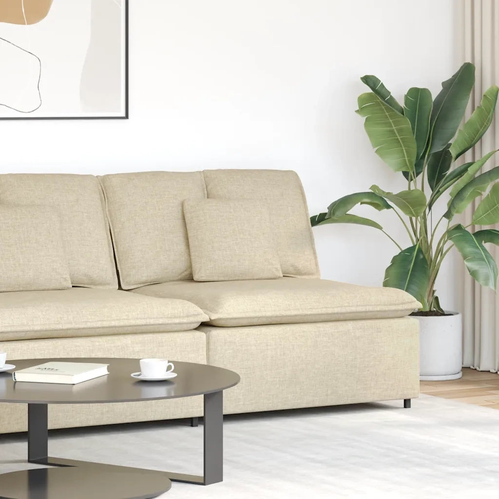 Modulo Centrale Divano Modulare con Cuscini Crema 100 cm 4104423