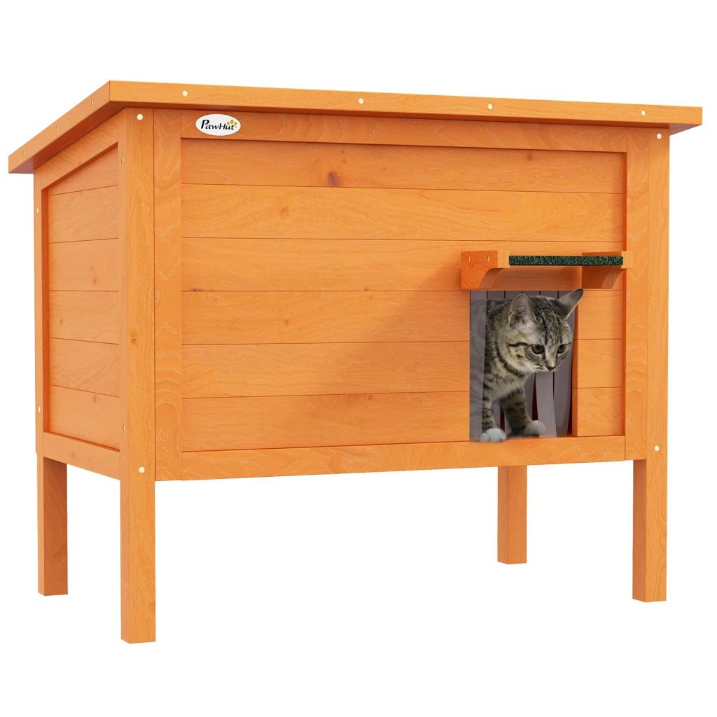 Casetta per Gatti da Giardino ¨C Minimal ¨C 85x50x68.5 cm, Arancione e Verde