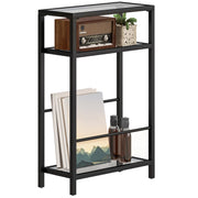 Libreria a scaffali con ripiani in vetro ¨C zephmum ¨C nero 18 cm