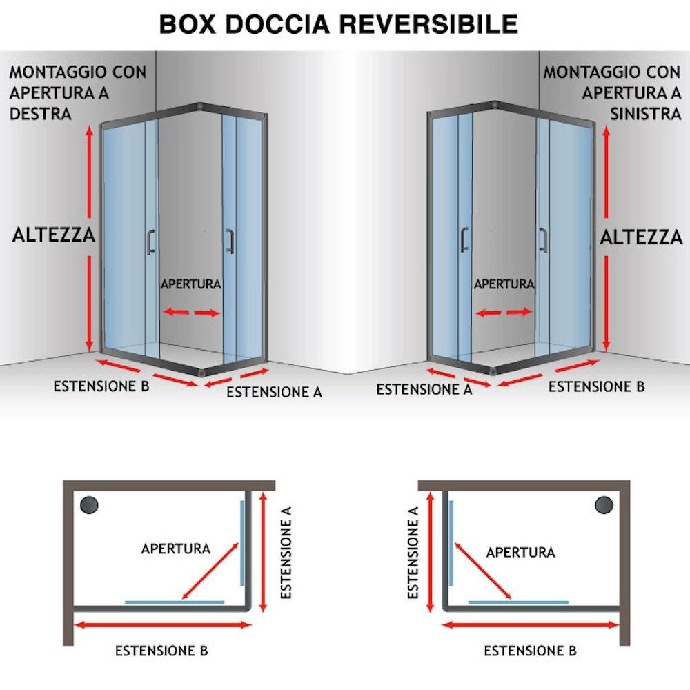 Box Doccia Angolare 70x90 cm 2 Ante Battenti in Cristallo Opaco 4-6mm H185 Fosterberg Skagen Duo