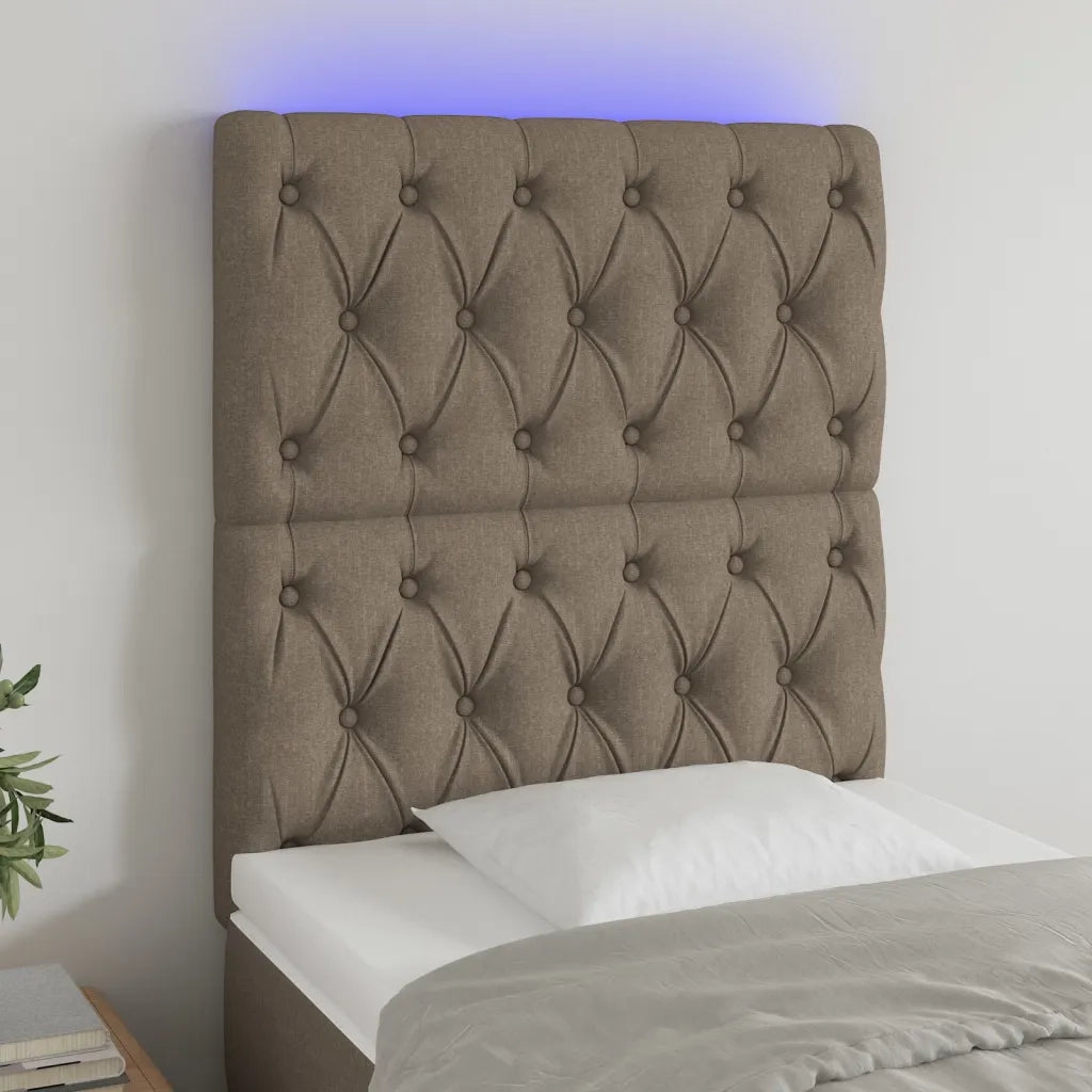 Testiera | Testata a LED tortora 80x7x118/128 cm in Tessuto